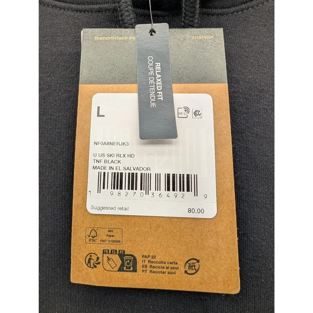 NWT The North Face Unisex U.S. Ski and Snowboard Relaxed Hoodie in Black sz L